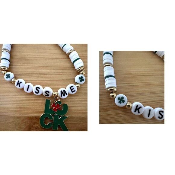 St Patricks Day Bracelet New Puka Beads Lucky Kiss Me Festive Party Para… - Picture 10 of 12